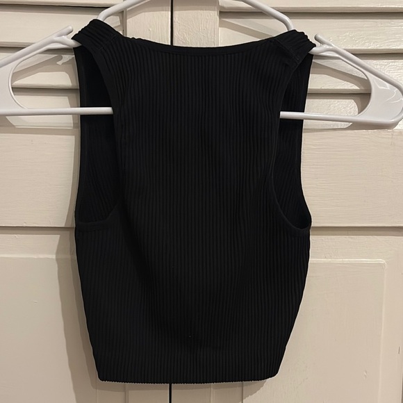 Aerie Black Ribbed V-Neck Top - Picture 6 of 8